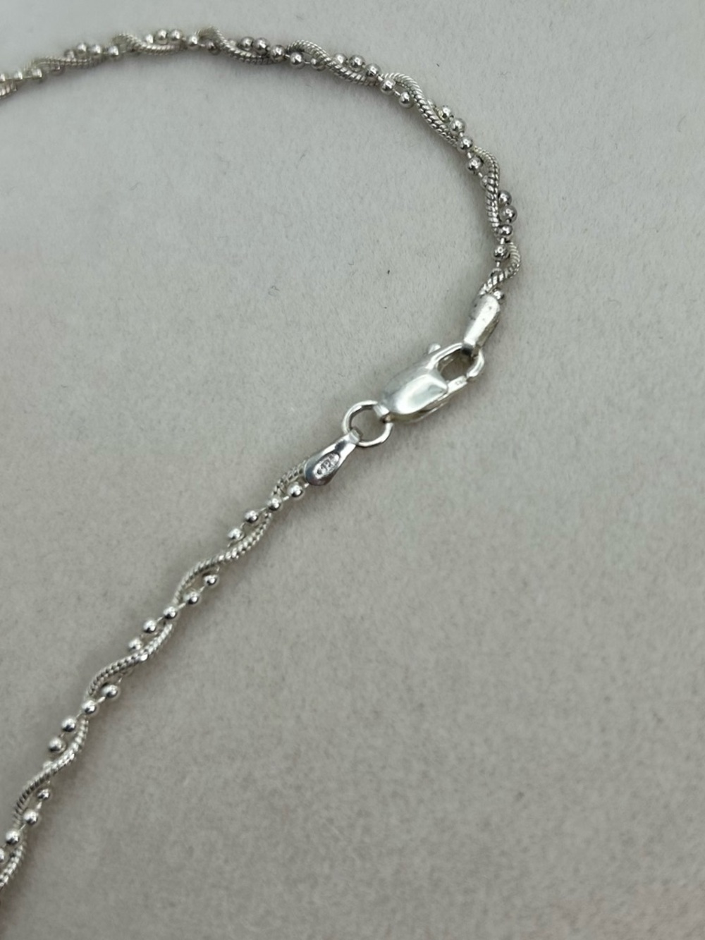 Sterling Silver Twisted Double Chain Anklet 10" Stamped 925 Italy SU - Picture 6 of 10